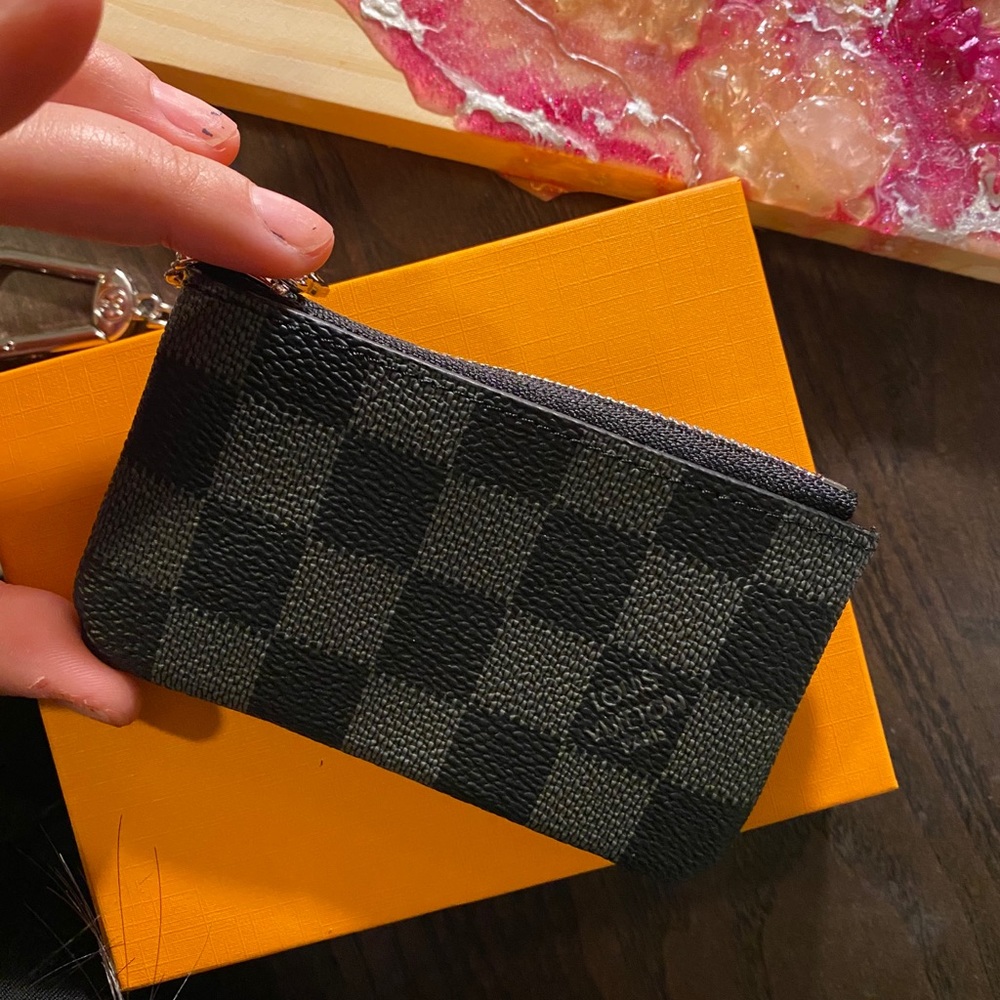 Louis Vuitton Black and Gray Checkered Wristlet